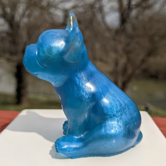 Blue Frenchie Bulldog Handmade Resin Art Cute OOAK Dog Dogs Pet - Picture 6 of 10